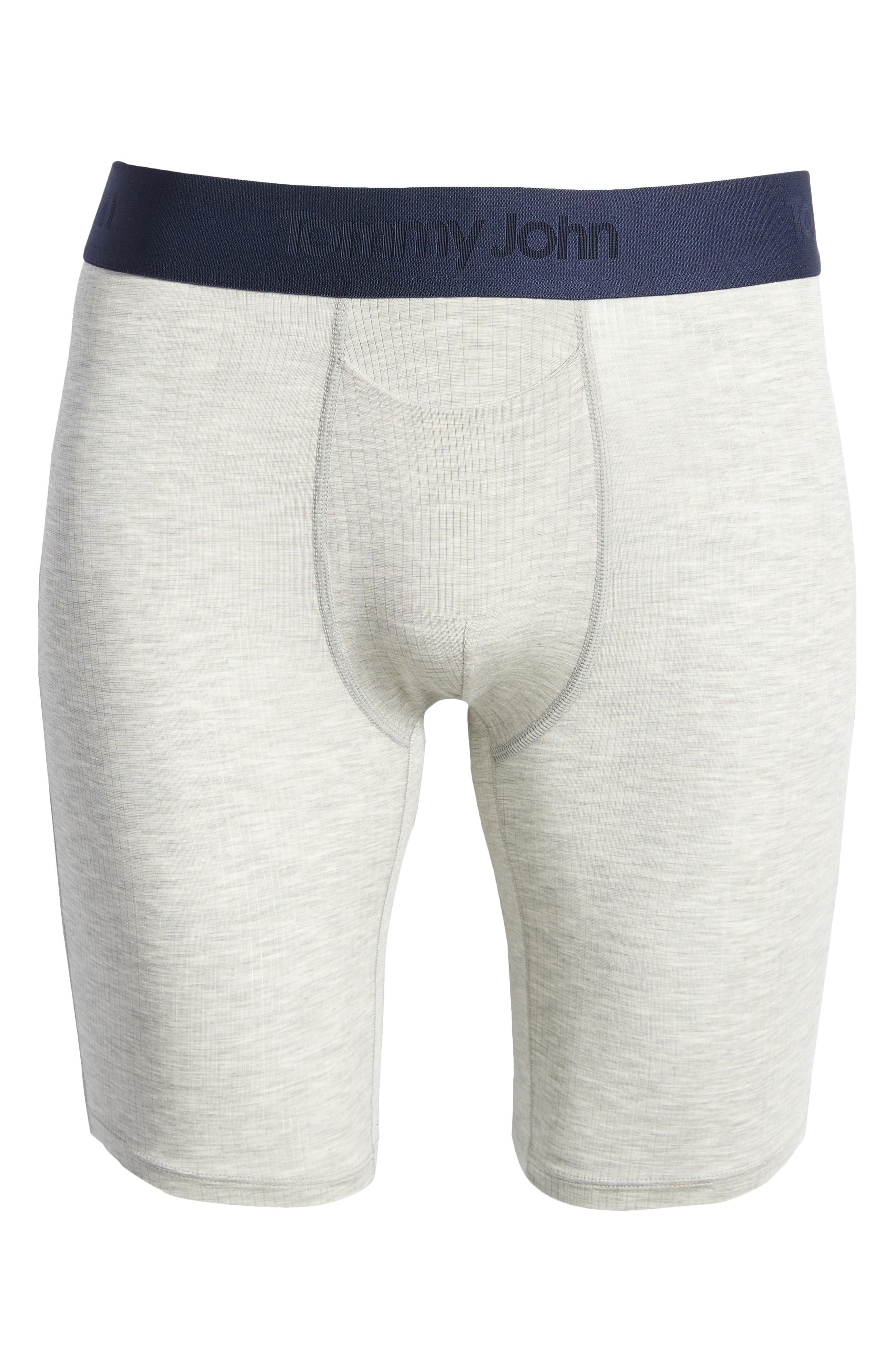 Tommy John Men/'s Second Skin Luxe Rib Boxer Brief 8/" Blue Horizon SZ L NWT